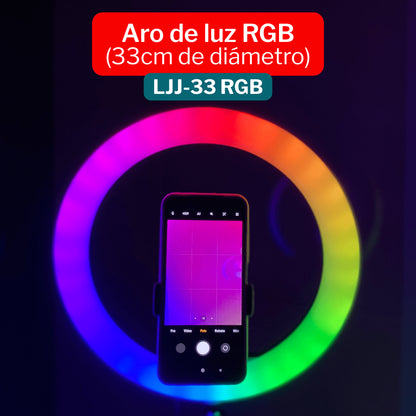 Aro de luz RGB de 33CM LJJ-33 RGB Incluye Tripode 2.1MT