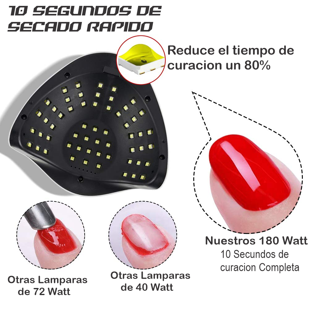 Lámpara De Uñas Secador Uv 57led 180w Profesional Sun X7 Max