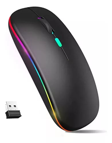 Mouse Raton Inalambrico Rgb Bluetooth Recargable Receptr Usb